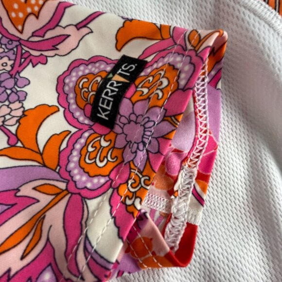 Kerrits Womens Floral 1/4 Mock Neck Cycling Jersey Large Short Sleeve White/Pink - Picture 7 of 7